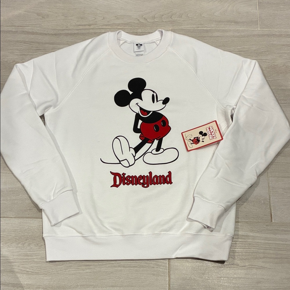 Disney White Crewneck Sweater with Mickey Mouse Disneyland